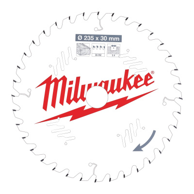 Пильный диск Milwaukee для циркулярной пилы по дереву 235x30x2,4x36