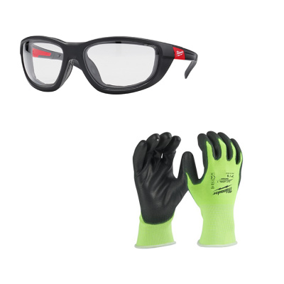 Набор 3 - Очки  PREMIUM с покрытием AS/AF (бесцветные) + перчатки защитные Hi-Vis Cut level 1/A, L/9