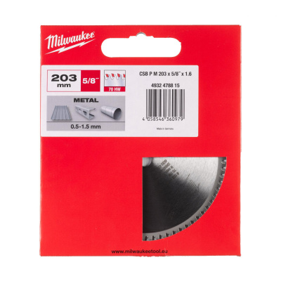 Пильный диск Milwaukee по металлу 203x5/8"x1,6x70